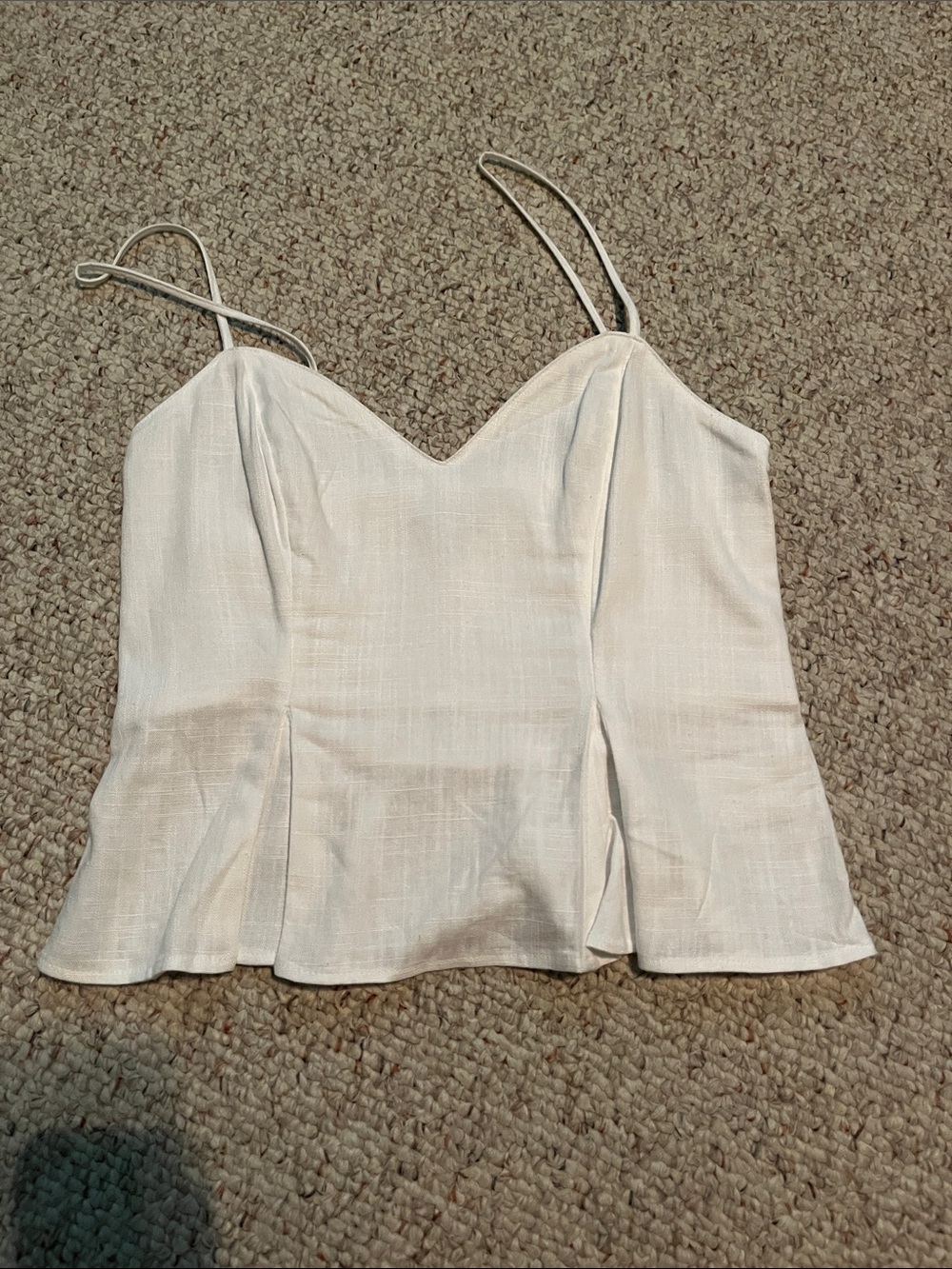 Express Linen Blend Peplum Cropped Top